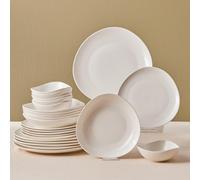 Karaca Streamline Rubicon - Juego de vajilla blanca para 6 personas, platos y cuenco de porcelana fina, juego de vajilla de cocina, 24 piezas