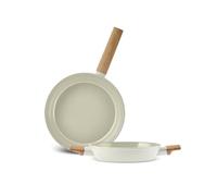 Karaca Swiss Crystal Almond - Juego de sartenes antiadherentes para inducción, 2 piezas, color crema