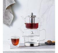 Karaca Tetera de cristal Dora XL, 1000 ml, tetera de 2000 ml, apta para sistemas de cocina de gas y eléctrica, tetera, Caydanlik y juego de tetera