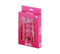 Karactermania Barbie Mix-Pack de Bolígrafo de Gel Borrable + Lápiz Eternal + 4 Gomas + Sacapuntas, Rosa, 14 x 23 cm