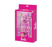 Karactermania Mix-Pack Barbie – Bolígrafo gel borrable, Lápiz Eternal, 4 gomas y sacapuntas – Rosa