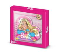 Barbie Rainbow-Diario Corazón Llave + Boli, Rosa