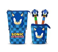 Karactermania Sonic The Hedgehog Sight-Estuche Portatodo Cute + 2 Bolígrafos de Gel Borrables, Azul, 11,5 x 17 cm