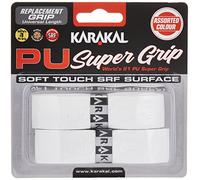 Karakal Super Grip - Cinta de agarre autoadhesiva de poliuretano para bádminton, squash, tenis, palos de hockey o bastones de esquí, paquete de 5 o 24 unidades, varios colores, Blanco, 6 x Grips