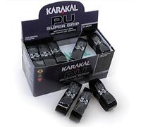 Karakal Super Grip - Cinta de agarre autoadhesiva de poliuretano para bádminton, squash, tenis, palos de hockey o bastones de esquí, paquete de 5 o 24 unidades, varios colores, Negro , 6 unidades