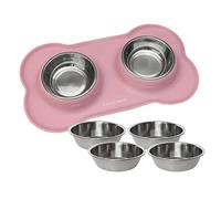 KaraLuna Tazón de Silicona con comedero de Acero Inoxidable I para Gatos y Perros (200 ml, Rosa)