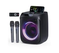 Karaoke 2 Microfonos Inalambricos, 400W Altavoz con Microfono, Portatil Altavoz Bluetooth Grande Karaoke Profesional para Niños y Adultos, Luces LED/USB/FM Radio/TWS/AUX Ideal para Party Indoor Outdoo