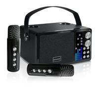 Karaoke 2 microfonos inalambricos, Bluetooth Altavoz con microfono para Niños & Adultos, Portátil Máquina de Karaoke Professional Soporte Tarjeta TF, AUX, Disco U, Ideal para Boda, Fiesta