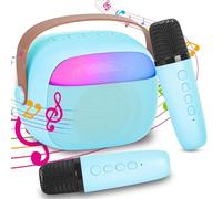 Karaoke 2 Micrófonos Inalambricos Juguetes Niña, Karaoke Infantil Microfono Altavoz Bluetooth para Adultos con LED, Adecuado para Regalos, Fiestas, Cumpleaños