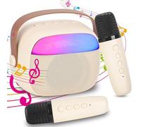 Karaoke 2 Micrófonos Inalambricos Juguetes Niña, Karaoke Infantil Microfono Altavoz Bluetooth para Adultos con LED, Adecuado para Regalos, Fiestas, Cumpleaños
