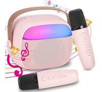 Karaoke 2 Micrófonos Inalambricos Juguetes Niña, Karaoke Infantil Microfono Altavoz Bluetooth para Adultos con LED, Adecuado para Regalos, Fiestas, Cumpleaños