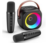 Karaoke 2 Microfonos Inalambricos, Juguetes Niño Microfono Inalambrico Karaoke con Luces LED, Microfono Karaoke Infantil Regalo Niños 3-10 Años