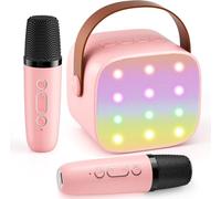Karaoke 2 Micrófonos para Niños, lo Mejor de 2026 Mini Karaoke Infantil Micrófonos Inalámbricos con Luces LED 5 Efectos Portátil, un Regalo de Cumpleaños Adecuado para Niñas, Niños y Adultos