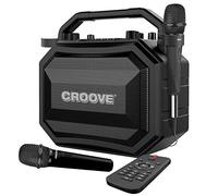 Karaoke - Caja de fiesta portátil con conexión de Bluetooth/AUX/USB/tarjeta SD, 2 micrófonos inalámbricos y con cable, y controles de audio avanzados