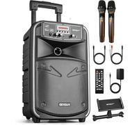 Karaoke con 2 Microfonos inalambricos, Portátil Altavoz Karaoke con 2 Microfono, Karaoke Profesional Grande Altavoz Bluetooth Potente Soporte USB,SD, MP3, FM, AUX,Mando a Distancia - GTSK8-2