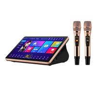 Karaoke de 18,5 pulgadas, reproductor de karaoke KTV con pantalla táctil y micrófono inalámbrico, control de voz inteligente con IA y compatibilidad con varios idiomas, amplificador de karaoke for el(