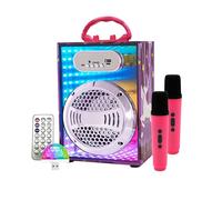 Karaoke Infantil - Karaoke 2 Microfonos Inalambricos | Altavoz Karaoke | Karaoke Niños | Microfono con Altavoz | Luz USB | Lector USB Y SD | Radio FM | Modulador De Voz | 20W