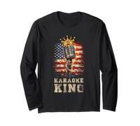 Karaoke King Singer Micrófono Vintage Bandera Americana Cantando Manga Larga