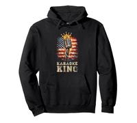 Karaoke King Singer Micrófono Vintage Bandera Americana Cantando Sudadera con Capucha