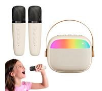 Karaoke Machine Toys with Microphone, Wireless Light Device, Karaoke Speaker with 2 Wireless Mics, Portable & Fun, Perfect for Camping, Picnic & Family Gatherings, 5.31 Inches