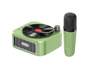 Karaoke Machine, Wireless Speaker with Microphone, Portable Retro Music Player, Handheld Singing Toy, Fun Gift for Girls and Birthdays, Green, White, Super Heavy Bass