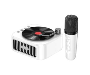 Karaoke Machine, Wireless Speaker with Microphone, Portable Retro Music Player, Handheld Singing Toy, Fun Gift for Girls and Birthdays, Green, White, Super Heavy Bass