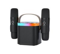 Karaoke Máquina Plus 2 Micrófonos Portable Bluetooth Karaoke Altavoz con Cambio de Voz y luz led para niños Adulto, Regalo de cumpleaños de Navidad Familia Fiesta en casa (Negro)