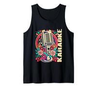 Karaoke Musica Bar Cantante Flores Micrófono Karaoke Camiseta sin Mangas