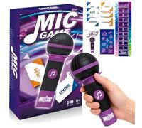Karaoke Party Game Card Game with Microphone - 130 Cards & 250 Lyrics for 2-10 Players, Fun Family Party Games for Adults & Kids, Christmas Birthday Gift Ideas
