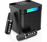 Karaoke profesional completo, Karaoke canta tu 2023 Bluetooth altavoz con 2 micrófonos inalámbrico PA System para bodas, picnics, fiestas en casa y al aire libre, luces LED, compatible con USB/TF/AUX