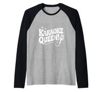 Karaoke Queen Mic, Amante de la música Divertida Camiseta Manga Raglan