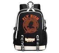 KARASUNO - Mochila escolar de tela Oxford negra de dibujos animados de anime Haikyuu!! para fanáticos del manga, regalo de cosplay, negro 5, Talla única
