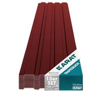 KARAT - 15 piezas de chapa trapezoidal de 115 x 45 cm - Juego de chapa perfilada con tornillos - 7,7 m² Chapa de techo - Grosor 0,25 mm - Chapa de techo de acero Revestimiento de pared (rojo)