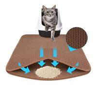 KARAT Alfombrilla para arena para gatos, XXL, 76 x 61 cm, impermeable, para arenero de gatos, protege el suelo de la arena para gatos, alfombrilla para gatos (Charly) (marrón)