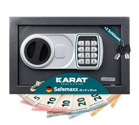 KARAT Caja fuerte con llave de 8 l, estructura de acero para dinero, joyas y objetos de valor, 20 x 31 x 20 cm, para casa, oficina y hotel (Safemaxx)