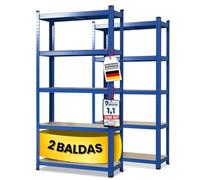 KARAT Estantería de carga pesada, juego de 2, 50 x 100 x 200 cm, estante apilable, estante de sótano, estante de almacenamiento - 5 estantes ajustables (Azul)