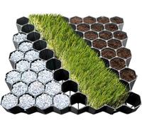 KARAT Parrilla para césped de plástico, transitable 1 m² - 4 unidades - 50 x 50 cm, negro - rejilla inferior, placa de paddock, miel de espada, panal, rejilla de grava, piedras de césped