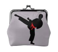 Karate Boy Vector - Cinturón intercambiable con estampado a color, monedero, bonito mini monedero para mujer (11,5 x 10,5 cm) exquisito, Negro -, Talla única