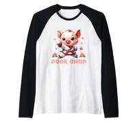 Karate Cute Pork Chop Funny Karate Pun Pig Martial Arts Camiseta Manga Raglan