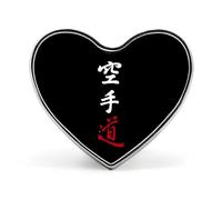Karate Do Kanji - Insignia de caligrafía en forma de corazón con bonito broche de botón para mochila, chaquetas, sombreros, decoración