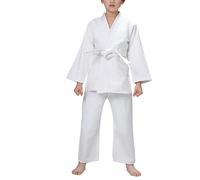 Karate Gi for niños y adultos, conjuntos de uniformes de Karate ligeros for estudiantes con cinturón for entrenamiento de artes marciales(White,140)