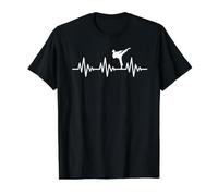 Karate Heartbeat Ninja Taekwondo Warrior Cinturón Negro Niños Hombres Camiseta gráfica económica, Hombre, Negro, S