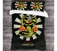 Karate Kid Cobra Kai Retro Juego de Cama japonés de 3 Piezas Funda nórdica Juego de Cama Decorativo de 3 Piezas con 2 Fundas de Almohada