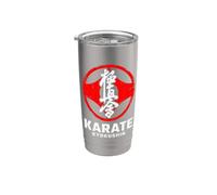 Karate Kyokushin Artes Marciales Japonesas Kanji Símbolo Japón Vaso térmico de acero inoxidable de doble pared