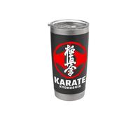 Karate Kyokushin Artes Marciales Japonesas Kanji Símbolo Japón Vaso térmico de acero inoxidable de doble pared