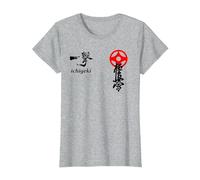 Karate Kyokushin, Kyokushinkai, Oyama, kanku, Kanji, Dojo Camiseta, Mujer, Gris Jaspeado, L