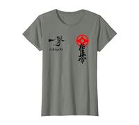Karate Kyokushin, Kyokushinkai, Oyama, kanku, Kanji, Dojo Camiseta, Mujer, Verde Militar Jaspeado, M