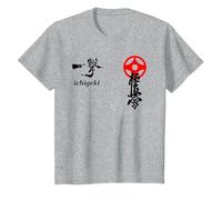 Karate Kyokushin, Kyokushinkai, Oyama, kanku, Kanji, Dojo Camiseta, Niños, Gris Jaspeado, 10 años