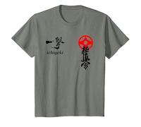 Karate Kyokushin, Kyokushinkai, Oyama, kanku, Kanji, Dojo Camiseta, Niños, Verde Militar Jaspeado, 6 años