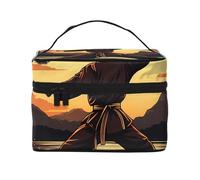 Karate Men - Bolsa de maquillaje de viaje, organizador portátil de artículos de tocador con compartimentos con cremallera para cepillos, botellas y cuidado de la piel